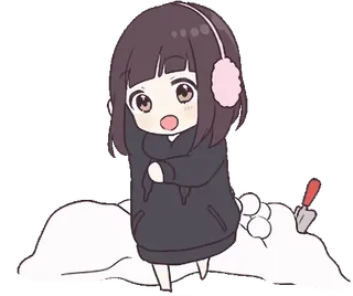 ☺️ 12f026cd Аниме, Девушка, Снег, Зима, Милый, Чиби telegram sticker