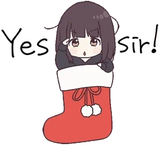 👍 19113dd9 Yes sir! Аниме, Чиби, Приветствие, Слушаюсь, Уважение, Милый telegram sticker