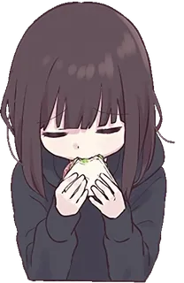🥪 2bd83958 Аниме, Девушка, Ест, Сэндвич, Милый, Мультфильм, Персонаж telegram sticker