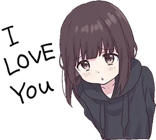 😦 0e2d2a03 I LOVE YOU 动漫, 爱, 可爱, 女孩, 爱意 telegram sticker