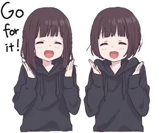 👏 12a29ee5 Go for it! 动漫, 女孩, 鼓励, 激励 telegram sticker