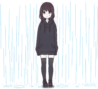 🌧️ 1a1a3779 动漫女孩, 帽衫, 可爱, 数字艺术 telegram sticker