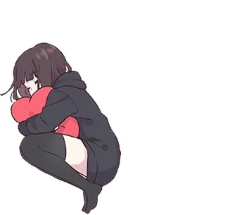 ❤️ 37d2d58e 动漫, 女孩, 心, 悲伤, 孤独 telegram sticker