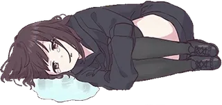 😭 485d467d 动漫, 女孩, 悲伤, 躺 telegram sticker