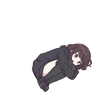 😒 6e5294a7 动漫女孩, 可爱, 伤心, 孤独, 帽衫 telegram sticker