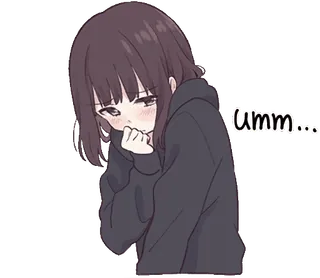 😕 83e3a138 Umm... 动漫, 女孩, 可爱, 嗯, 担心 telegram sticker