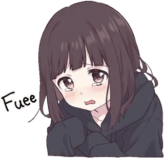 😢 ad9e097a Fuee 动漫, 漫画, 女孩, 哭, 伤心, 情绪化 telegram sticker