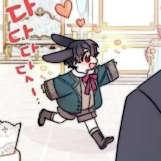 🧸 1270cf91 다다다 fofo, criança, correndo, coelho, desenho animado, coração, anime, mangá telegram sticker