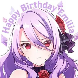 🍇 9dfcafc0 Emilia Happy Birthday Emilia anime, cartoon, birthday, happy, girl, rose telegram sticker