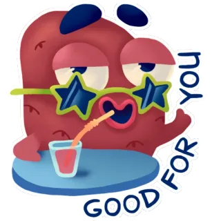 👍 a63511f3 FOR YOU GOOD Мультфильм, Напиток, Персонаж, Очки, Милый, Дружелюбный telegram sticker