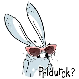 😎 91c225f2 Pridurok? lapin, insulte, lunettes, dessin animé, russe, abruti telegram sticker