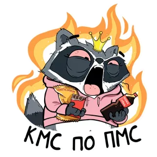 🤬 a59a71c7 КМС-ПОІПМС raton laveur, couronne, chips, chocolat, alcool, épuisé telegram sticker