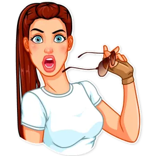 😨 0450827e ผู้หญิง, การ์ตูน, แว่นกันแดด, ภาพเหมือน telegram sticker
