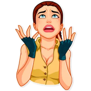 ❓ 6071c843 ผู้หญิง, การ์ตูน, สีหน้า, ประหลาดใจ, ถุงมือ, รำคาญ, อารมณ์เสีย telegram sticker