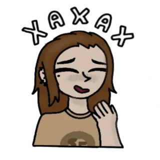 😂 a3851300 хахах kreskówka, dziewczyna, haha, śmiech, naklejka telegram sticker