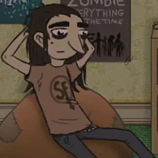 🎨 7f7b25b1 ZOMBIE EVERYTHING THE TIME dessin animé, personnage, poster, zombie telegram sticker