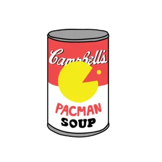🍜 5ed21ed7 Pac-Man PACMAN SOUP Pac-Man, Zuppa, Campbell's, Mashup, Pop Art, Retro, Gaming whatsapp sticker