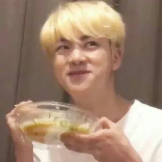 😆 44343799 Jin ジン, BTS, K-POP, 食べ物 telegram sticker