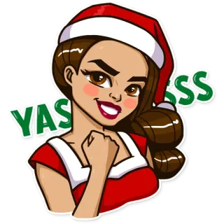✊ 963678eb YASSS クリスマス, サンタ, ホリデー, お祝い, 女性, やったー, お祭り whatsapp sticker