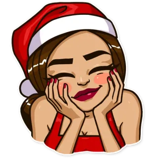 😊 ba0622dd クリスマス, サンタ帽子, 女性, 漫画, お祝い, 休日, 祭, 女の子 whatsapp sticker