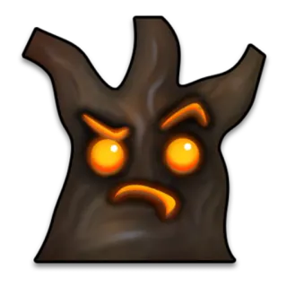 🤨 2583ff49 en colère, arbre, visage, dessin animé, monstre, yeux telegram sticker