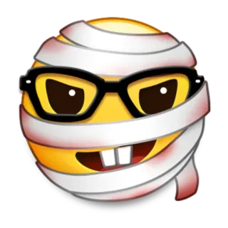 🤓 3b8f60be momie, emoji, geek, halloween, bandage, lunettes telegram sticker