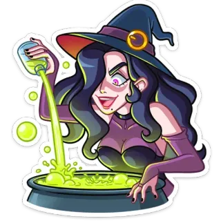 🍵 fcaafcac 魔女, 魔法薬, ハロウィン, 魔法, 呪文, 大釜 telegram sticker