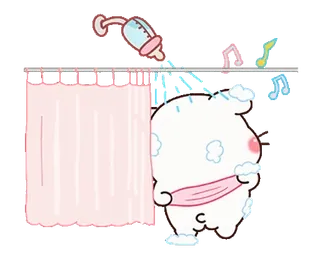 🛀 11f37b2b милый, каваий, ванна, душ, мультфильм, малыш, музыка telegram sticker