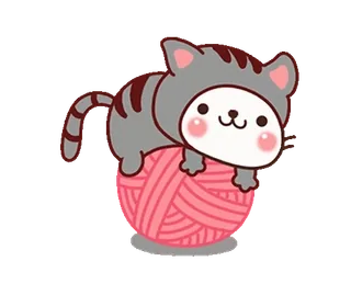 🐈 55cc45ed кот, пряжа, милый, каваий, наклейка, животное telegram sticker