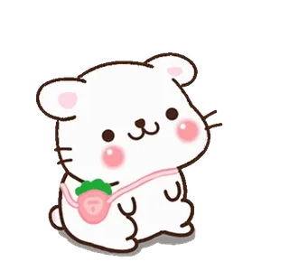 🐰 dae962b7 милый, животное, наклейка, мультфильм, каваи, белый, клубника telegram sticker