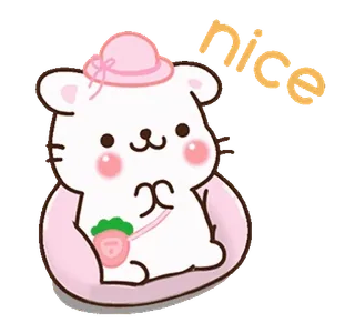 👏 e3896212 nice милый, мультфильм, медведь, каваи, шляпа, клубника, животное telegram sticker