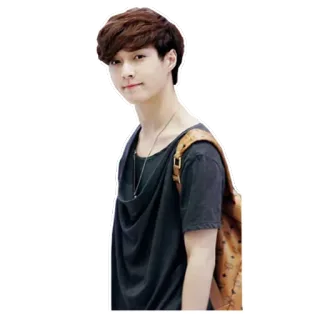 😊 46bc27f7 hombre, persona, retrato, casual, mochila, coreano telegram sticker