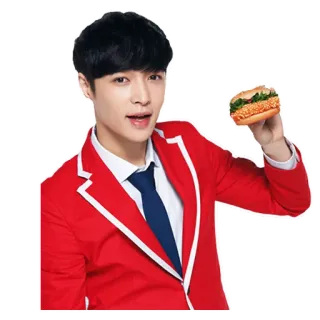 🍔 544c9272 Lay Zhang Lay Zhang, cantante, actor, celebridad, comida, sándwich telegram sticker