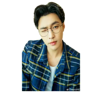 😉 860d7d9a persona, hombre, gafas, guiño, camisa de franela telegram sticker