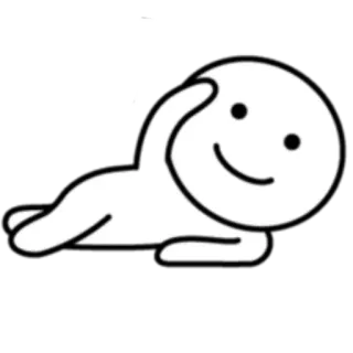 🙂 e020ac68 strichmännchen, figur, fröhlich, liegend, einfach, weiß telegram sticker