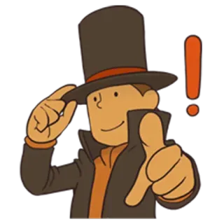 😁 5f1e3d47 Professor Layton Professor Layton, Videospiel, Hut, Ausrufezeichen, Rätsel, Detektiv whatsapp sticker