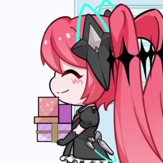 💖 02dd4713 Q版, 动漫, 角色, 粉色头发, 礼物, 卡通 telegram sticker