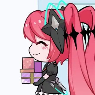 💖 0604c47a 动漫, Q版, 礼物, 粉色头发 telegram sticker