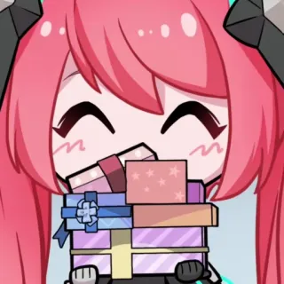 💖 7796c320 动漫, 卡通, 可爱, 礼物, 粉色头发, Q版 telegram sticker