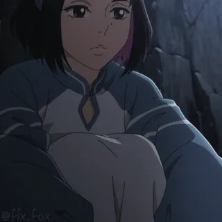 😒 33014d96 @fix_fox Anime, Meisje, Cartoon, Digitale kunst, Personage, Illustratie telegram sticker