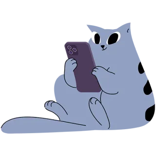 🧑‍💻 3504181a gato, teléfono, animal, lindo, dibujos animados, chat, móvil, gato doméstico whatsapp sticker