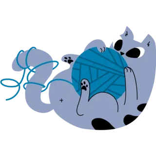 😼 7aaae4a8 gato, lana, juguetón, pelota, gatito, lindo whatsapp sticker