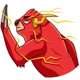 🏃 0eb8ed8e zwierzę, niedźwiedź, czerwony, błysk, błyskawica, superbohater, kreskówka, komiksy telegram sticker