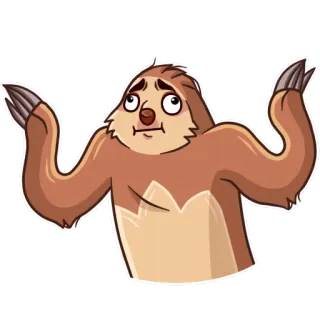 😕 27f840d1 leniwiec, zwierzę, słodki, kreskówka, naklejka, wzruszenie ramionami telegram sticker