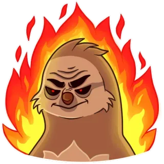 😡 467baac7 leniwiec, ogień, zły, kreskówka, mem, palić telegram sticker