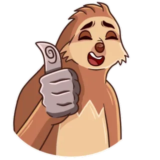 👍 5546a7e6 leniwiec, zwierzę, słodki, kciuk w górę, kreskówka, naklejka telegram sticker