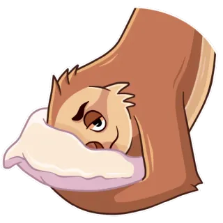 😏 b2ce55a8 leniwiec, śpiący, poduszka, leniwy, kreskówka telegram sticker