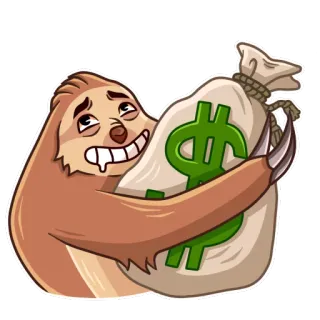 💰 c5c22b01 leniwiec, worek pieniędzy, chciwość, bogactwo, finanse telegram sticker