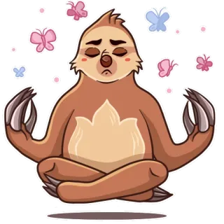 🙏 dc8ba492 leniwiec, medytacja, motyl, joga, spokojny, relaks telegram sticker