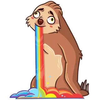 🌈 f6fad84c leniwiec, tęcza, wymioty, kreskówka, zwierzę, naklejka telegram sticker